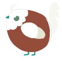 A russet and white chicken with a head pattern