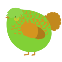 A grass and ochre chicken with a half-lace pattern