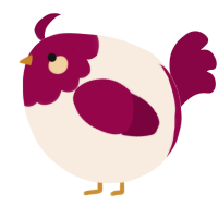A cream and maroon chicken with a head pattern
