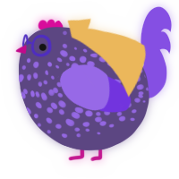 A overcast and blurple chicken with a speckle pattern