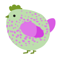 A gluppy and orchid chicken with a speckle pattern