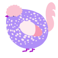 A lilac and rose chicken with a speckle pattern