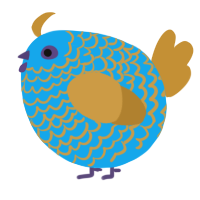 A sky and gold chicken with a lace pattern