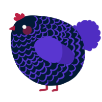 A tumblr and indigo chicken with a lace pattern