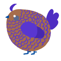 A brown and indigo chicken with a lace pattern