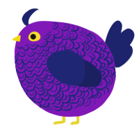 A violet and navy chicken with a double-lace pattern
