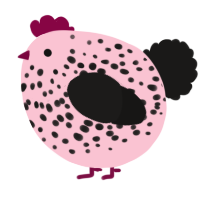 A rose and sable chicken with a speckle pattern
