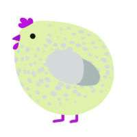 A apple and silver chicken with a speckle pattern