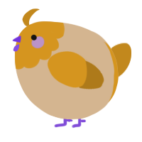 A beige and ochre chicken with a head pattern