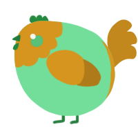 A spring and ochre chicken with a head pattern