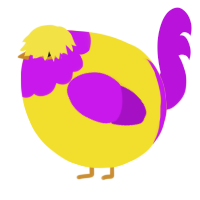A yellow and amethyst chicken with a head pattern