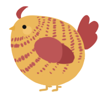 A honey and red chicken with a bar pattern