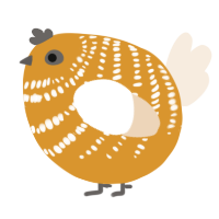 A orange and cream chicken with a bar pattern