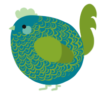 A sea and chartreuse chicken with a double-lace pattern