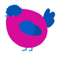 A fuchsia and ultramarine chicken