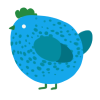 A sky and sea chicken with a speckle pattern