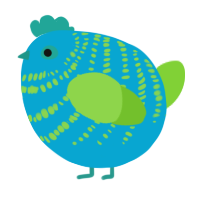 A cerulean and grass chicken with a bar pattern