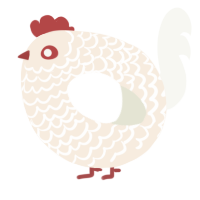 A cream and white chicken with a lace pattern