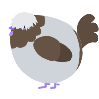 A mist and bark chicken with a head pattern