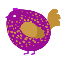 A plum and gold chicken with a speckle pattern