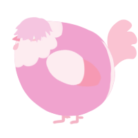 A pink and rose chicken with a head pattern