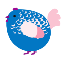 A sapphire and rose chicken with a half-lace pattern
