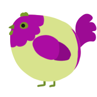A lemon and plum chicken with a head pattern