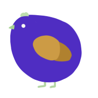 A indigo and gold chicken