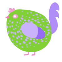 A grass and lilac chicken with a speckle pattern