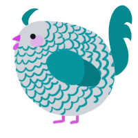 A mist and teal chicken with a lace pattern