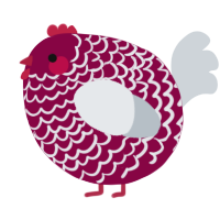 A maroon and mist chicken with a lace pattern