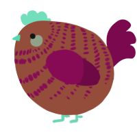 A russet and wine chicken with a bar pattern