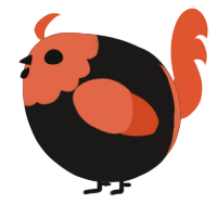 A sable and vermilion chicken with a head pattern
