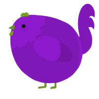 A violet chicken with a head pattern