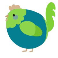 A sea and grass chicken with a head pattern