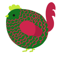 A leaf and crimson chicken with a lace pattern