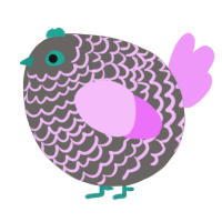 A grey and lavender chicken with a lace pattern