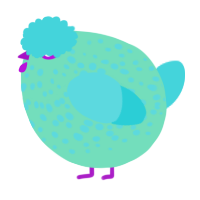A mint and aqua chicken with a speckle pattern