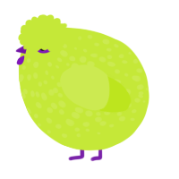 A lime chicken with a speckle pattern