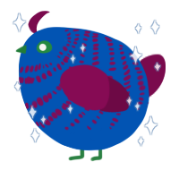 A ultramarine and wine chicken with a bar pattern