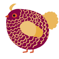A maroon and honey chicken with a lace pattern