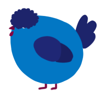 A sapphire and navy chicken