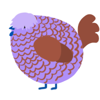 A lilac and russet chicken with a lace pattern