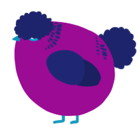 A plum and navy chicken with a neck-band pattern