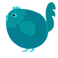A sea and teal chicken with a head pattern