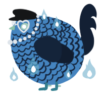 A sapphire and tumblr chicken with a lace pattern