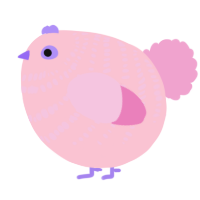A rose and pink chicken with a bar pattern
