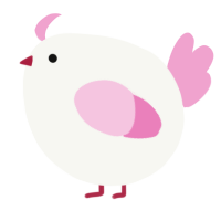 A white and pink chicken