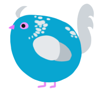 A cerulean and mist chicken with a neck-speckle pattern