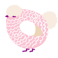 A rose and cream chicken with a lace pattern